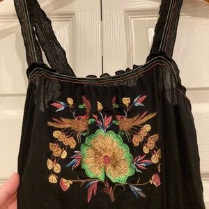 Chelsea & Violet Shorts Romper/Jumper. Black with colorful embroidery. Large